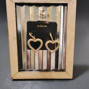 Aqua Sterling Silver Gold Plated Huggie Heart Earrings NWT‎